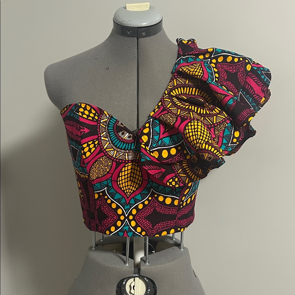 Anthropologie Multicolor One-Shoulder Crop Top